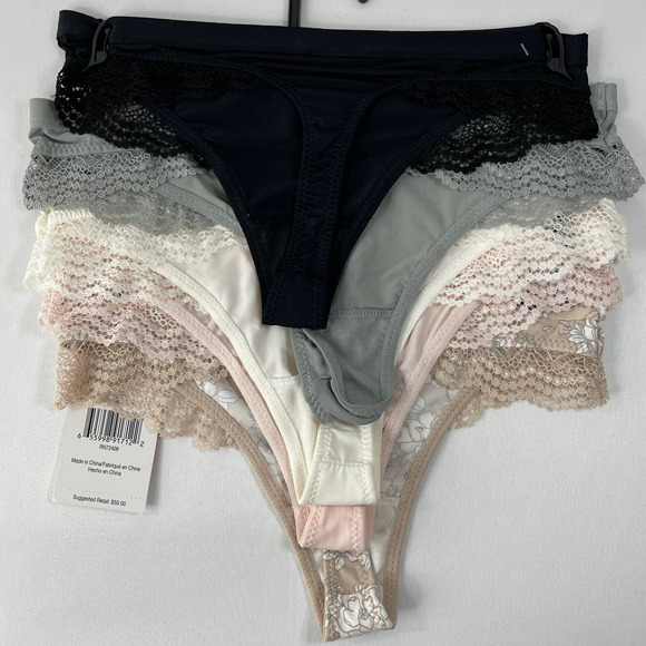 Sophie b Women's 5 Pair Pack Invisible Edge Thongs Floral Multicolor Small NEW - Picture 5 of 11